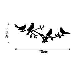Wallity Birds On The Branc Escultura de Pared de Metal Negro